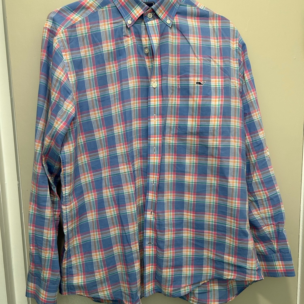Vineyard Vines Men's Blue Plaid Shirt size L
